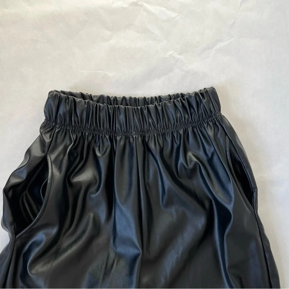 Storets Faux leather jogger black pants trousers elastic high waist size m - Picture 5 of 12